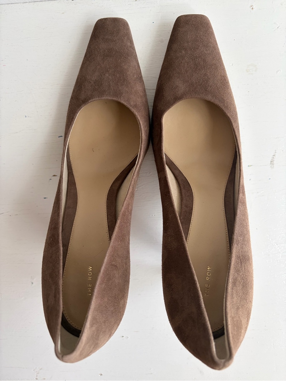 The Row Suede Square-Toe Pumps – Goatskin Suede – Made in Italy - Picture 3 of 11